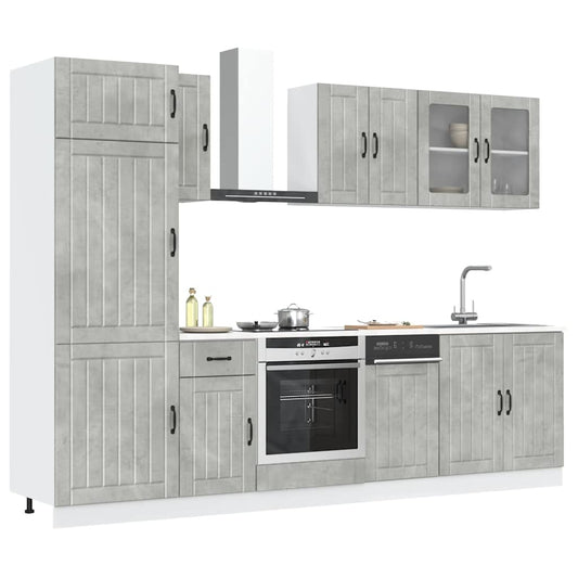 Set Mobili da Cucina 8 pz Kalmar Grigio Cemento in Truciolato - homemem39