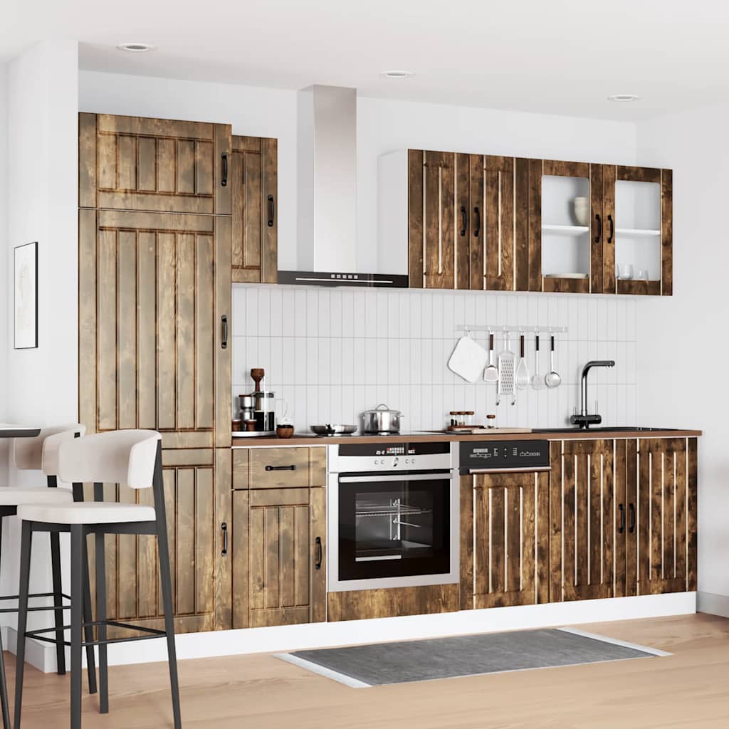 Set Mobili da Cucina 8 pz Lucca Rovere Fumo Legno Multistrato | homemem39