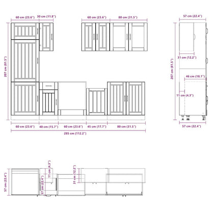 Set Mobili da Cucina 8 pz Lucca Rovere Fumo Legno Multistrato | homemem39