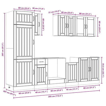 Set Mobili da Cucina 8 pz Lucca Rovere Fumo Legno Multistrato | homemem39