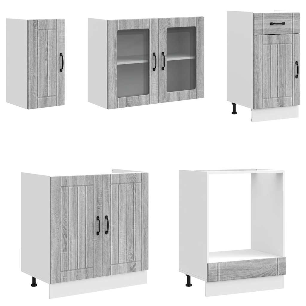 Set Mobili da Cucina 8 pz Kalmar Grigio Sonoma in Truciolato