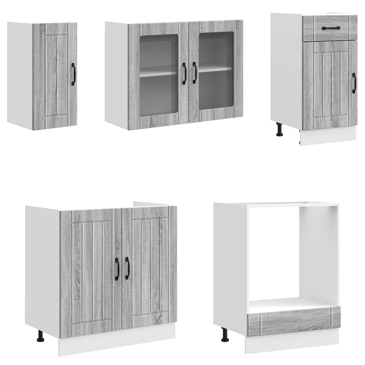 Set Mobili da Cucina 8 pz Kalmar Grigio Sonoma in Truciolato