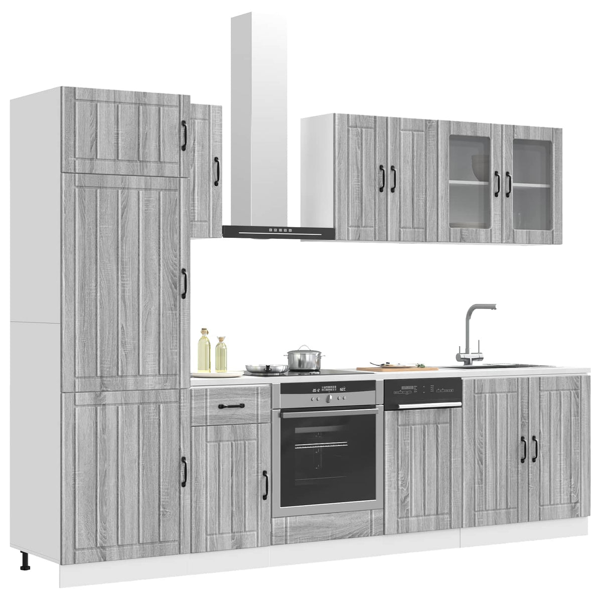 Set Mobili da Cucina 8 pz Kalmar Grigio Sonoma in Truciolato