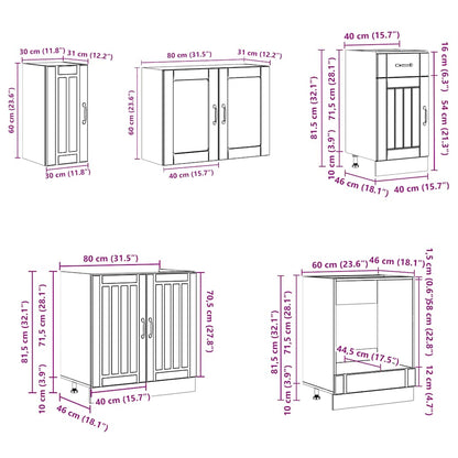 Set Mobili da Cucina 8 pz Kalmar Legno Vecchio in Truciolato - homemem39