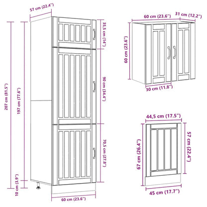 Set Mobili da Cucina 8 pz Kalmar Legno Vecchio in Truciolato - homemem39