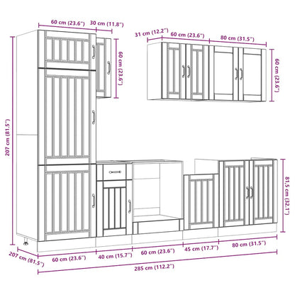 Set Mobili da Cucina 8 pz Kalmar Legno Vecchio in Truciolato - homemem39