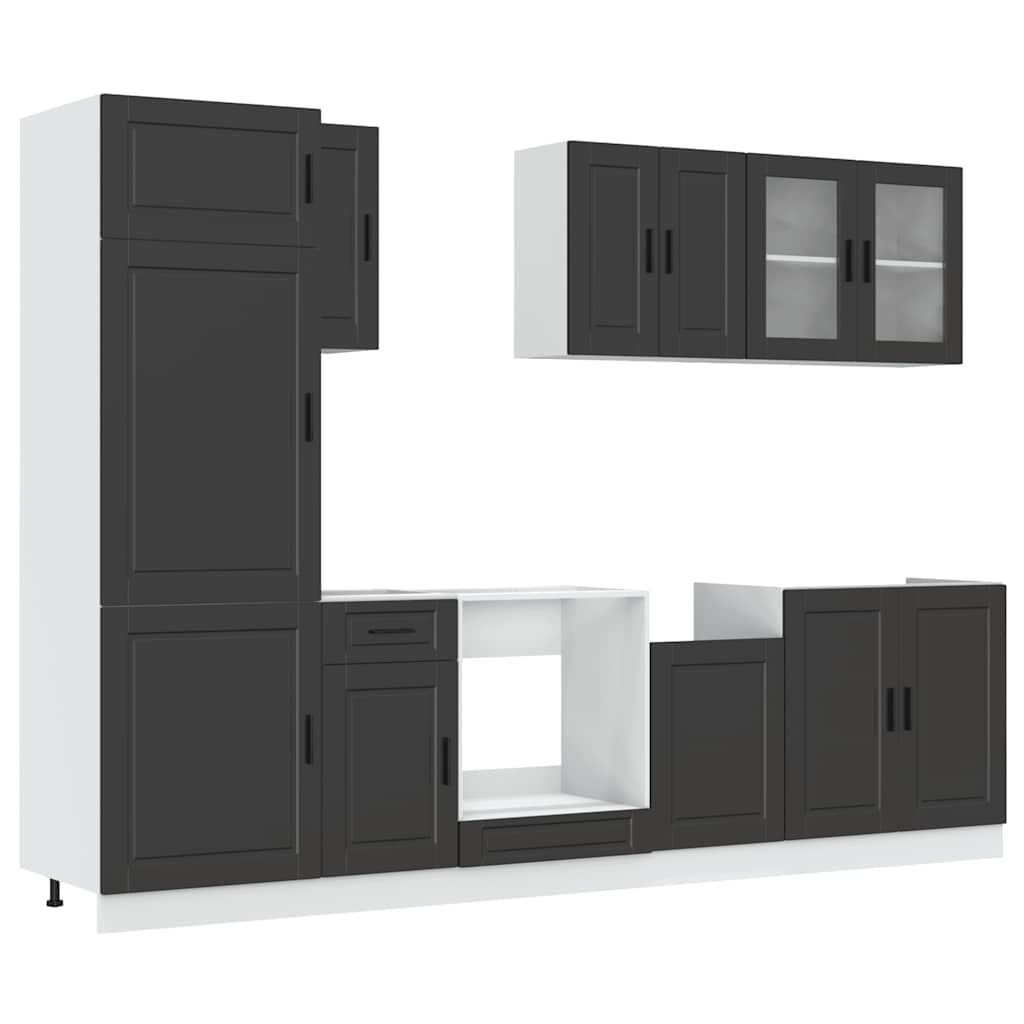 Set Mobili da Cucina 8 pz Kalmar Neri Legno Multistrato - homemem39