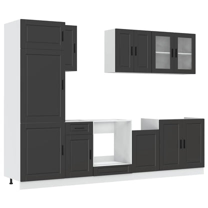 Set Mobili da Cucina 8 pz Kalmar Neri Legno Multistrato - homemem39