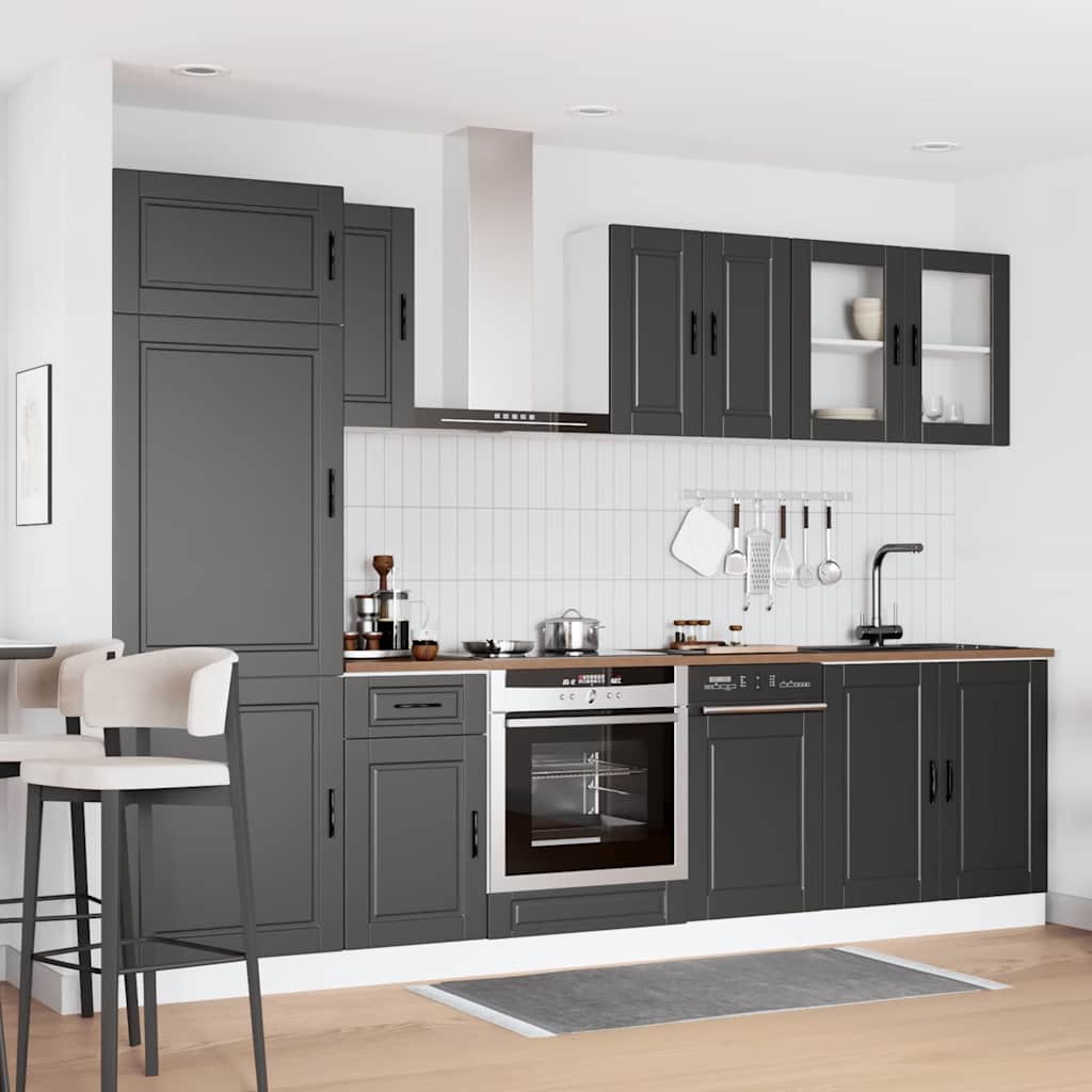 Set Mobili da Cucina 8 pz Kalmar Neri Legno Multistrato - homemem39