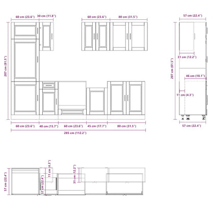 Set Mobili da Cucina 8 pz Porto Neri Legno Multistrato | homemem39
