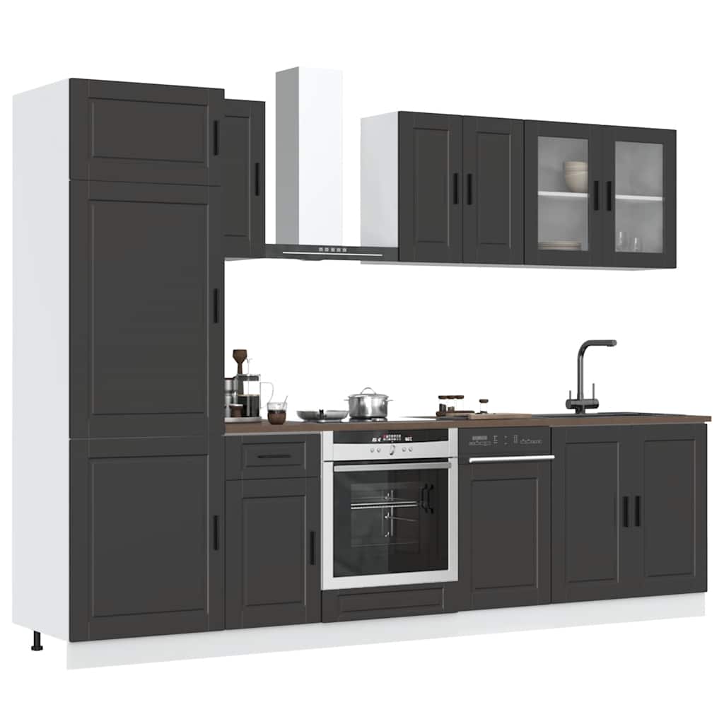 Set Mobili da Cucina 8 pz Kalmar Neri Legno Multistrato - homemem39