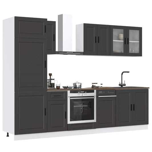 Set Mobili da Cucina 8 pz Kalmar Neri Legno Multistrato - homemem39