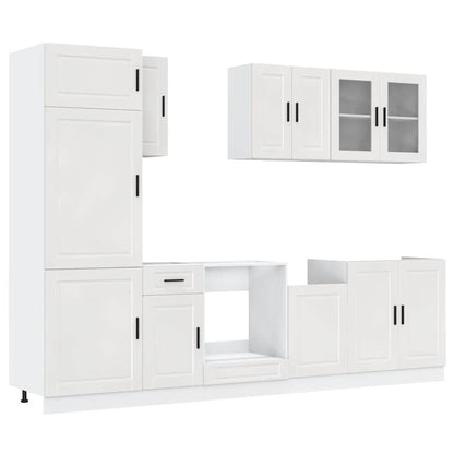 Set Mobili da Cucina 8 pz Kalmar Bianchi Lucido in Truciolato - homemem39