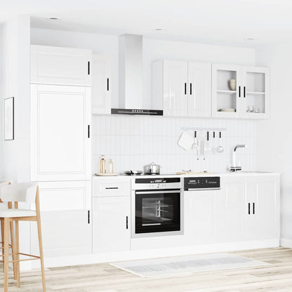 Set Mobili da Cucina 8 pz Kalmar Bianchi Lucido in Truciolato - homemem39