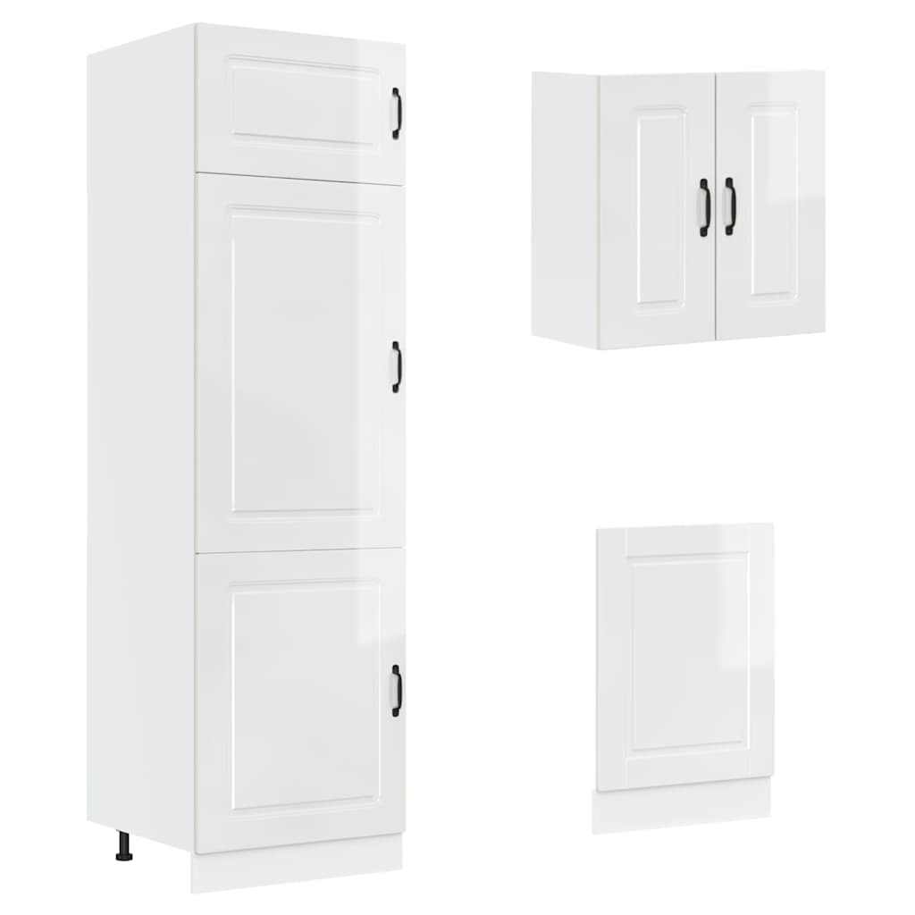Set Mobili da Cucina 8 pz Kalmar Bianchi Lucido in Truciolato - homemem39