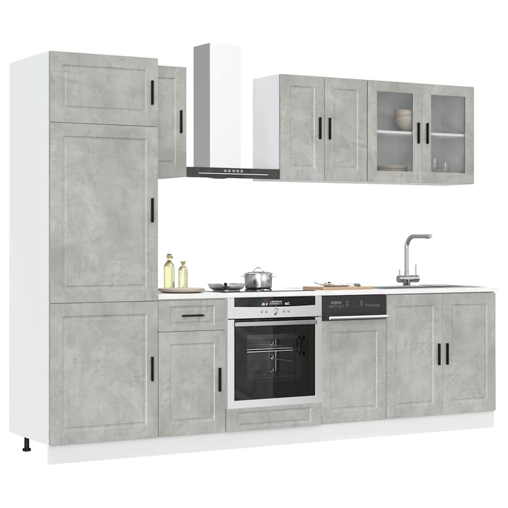 Set Mobili da Cucina 8 pz Kalmar Grigio Cemento in Truciolato - homemem39
