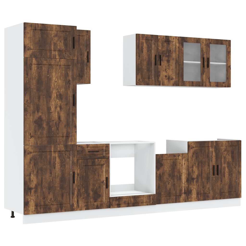Set Mobili da Cucina 8 pz Kalmar Rovere Fumo Legno Multistrato - homemem39