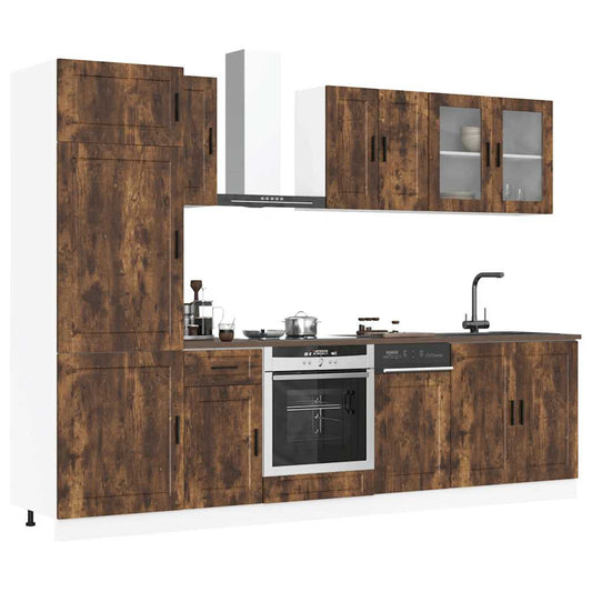 Set Mobili da Cucina 8 pz Kalmar Rovere Fumo Legno Multistrato - homemem39