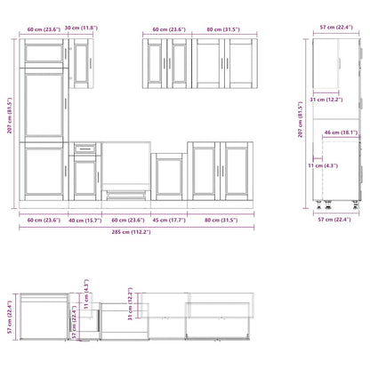 Set Mobili da Cucina 8 pz Kalmar Grigio Sonoma in Truciolato | homemem39
