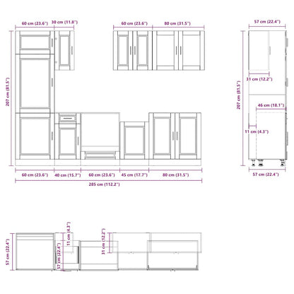 Set Mobili da Cucina 8 pz Kalmar Rovere Marrone in Truciolato | homemem39