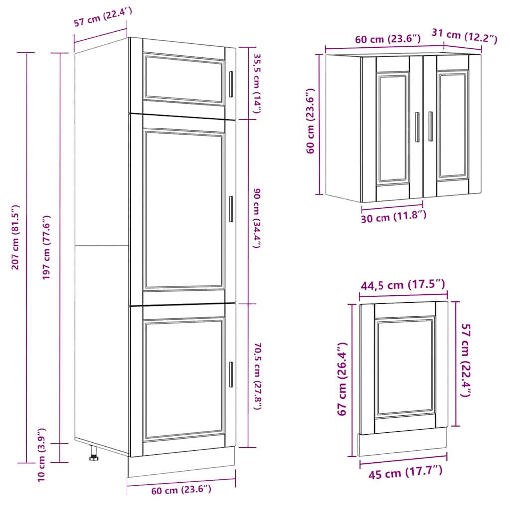 Set Mobili da Cucina 8 pz Kalmar Legno Vecchio in Truciolato | homemem39
