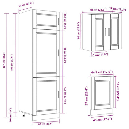 Set Mobili da Cucina 8 pz Kalmar Legno Vecchio in Truciolato | homemem39