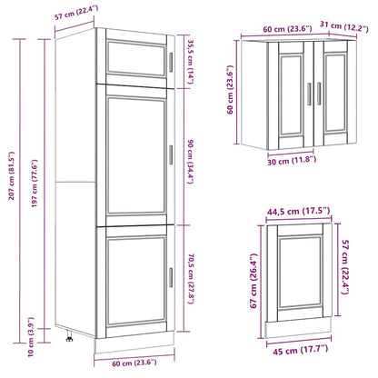 Set Mobili da Cucina 8 pz Kalmar Legno Vecchio in Truciolato - homemem39
