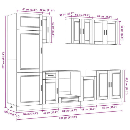 Set Mobili da Cucina 8 pz Kalmar Legno Vecchio in Truciolato - homemem39