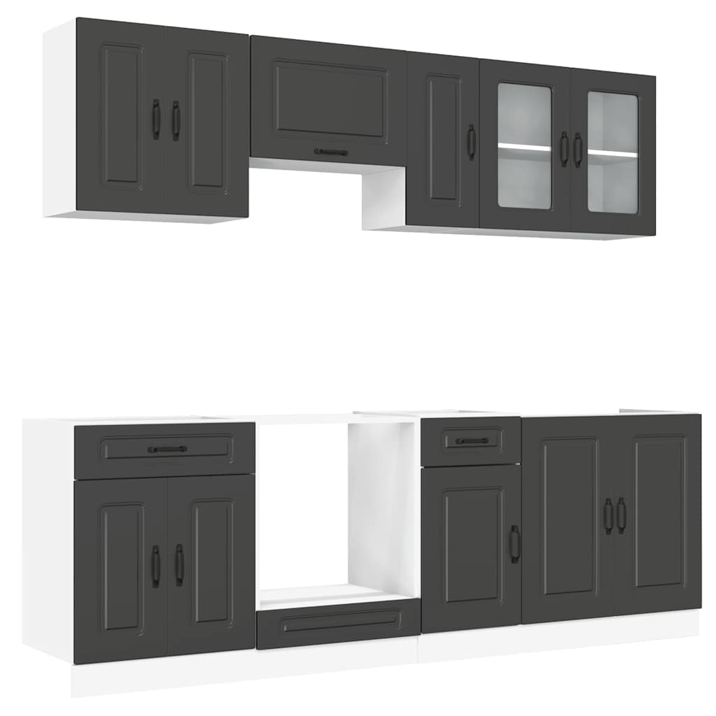Set Mobili da Cucina 8 pz Kalmar Neri Legno Multistrato | homemem39
