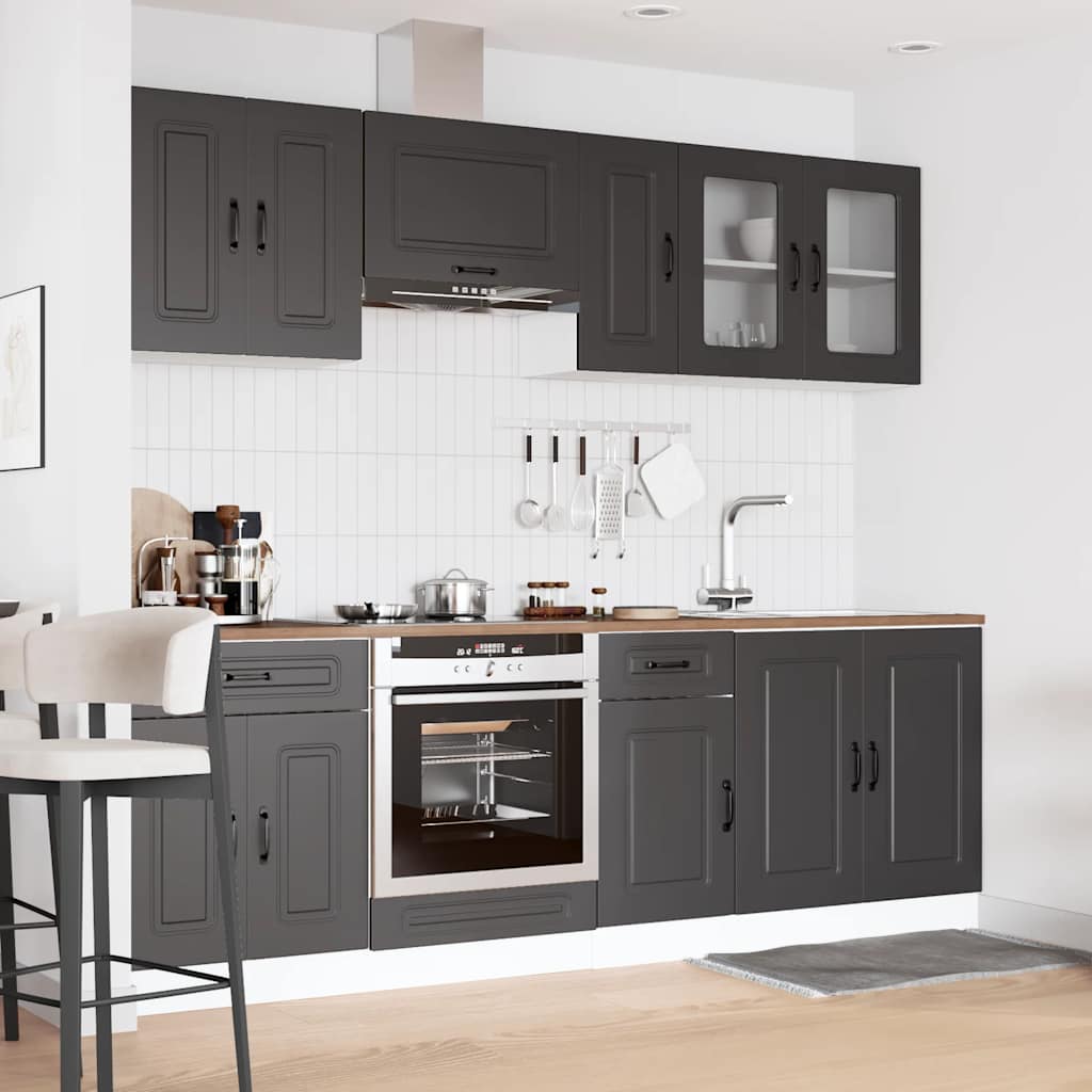 Set Mobili da Cucina 8 pz Kalmar Neri Legno Multistrato - homemem39
