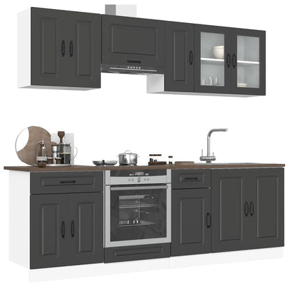 Set Mobili da Cucina 8 pz Kalmar Neri Legno Multistrato | homemem39