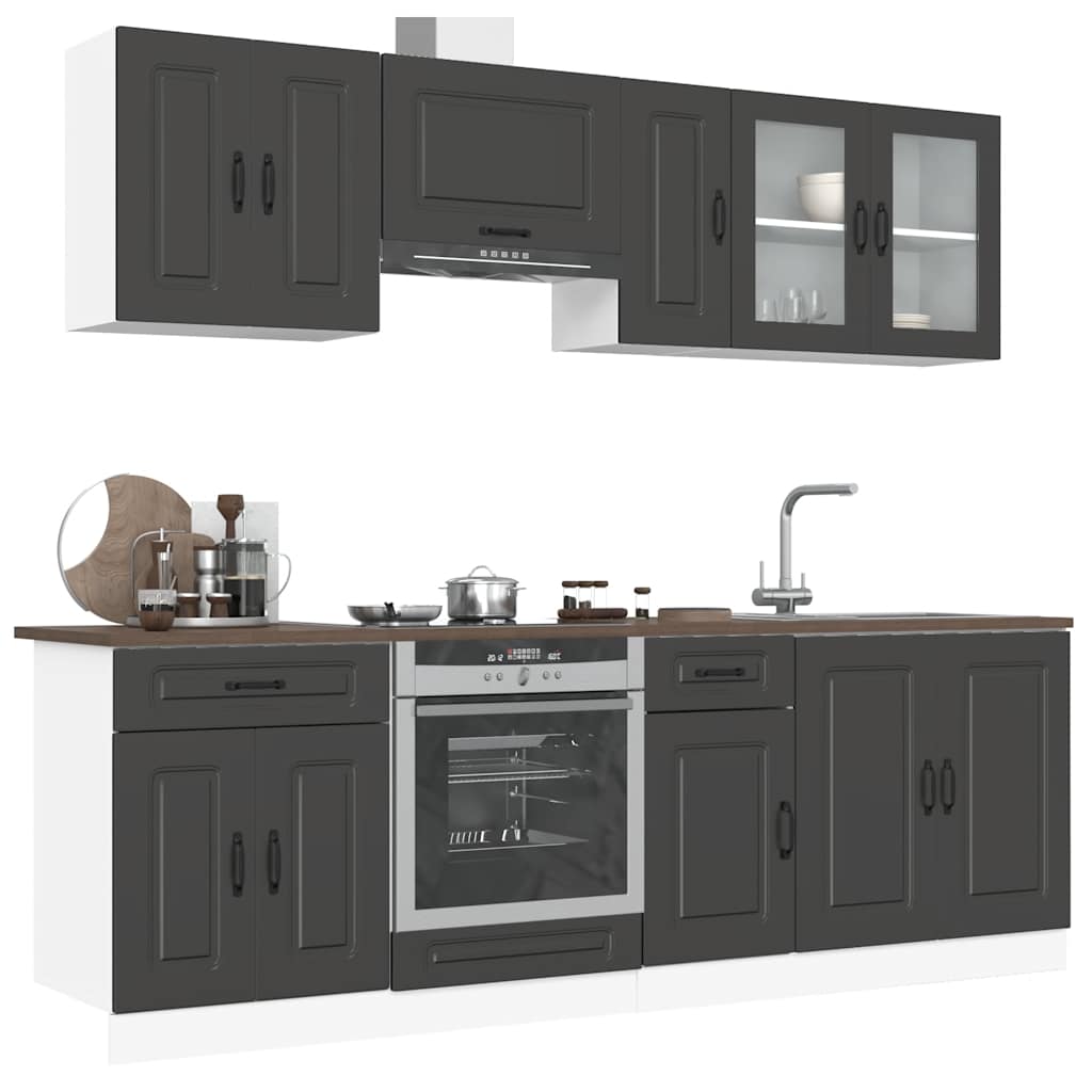 Set Mobili da Cucina 8 pz Kalmar Neri Legno Multistrato - homemem39