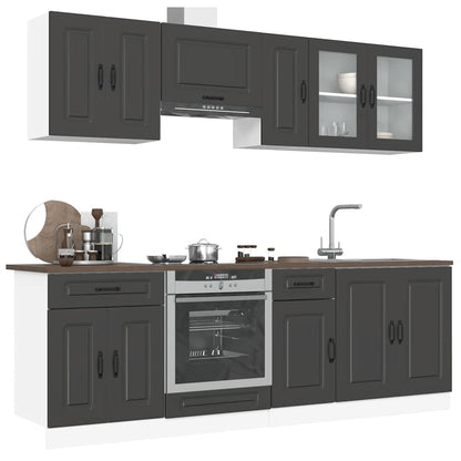 Set Mobili da Cucina 8 pz Kalmar Neri Legno Multistrato - homemem39