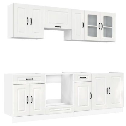Set Mobili da Cucina 8 pz Kalmar Bianchi Lucido in Truciolato - homemem39