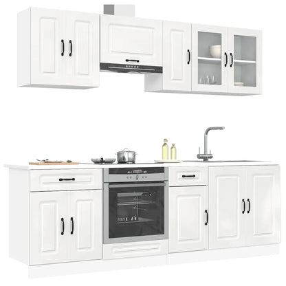 Set Mobili da Cucina 8 pz Kalmar Bianchi Lucido in Truciolato - homemem39