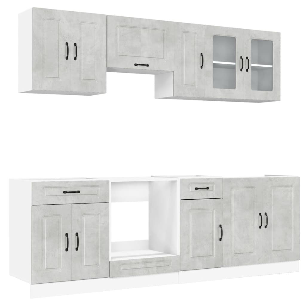 Set Mobili da Cucina 8 pz Kalmar Grigio Cemento in Truciolato - homemem39