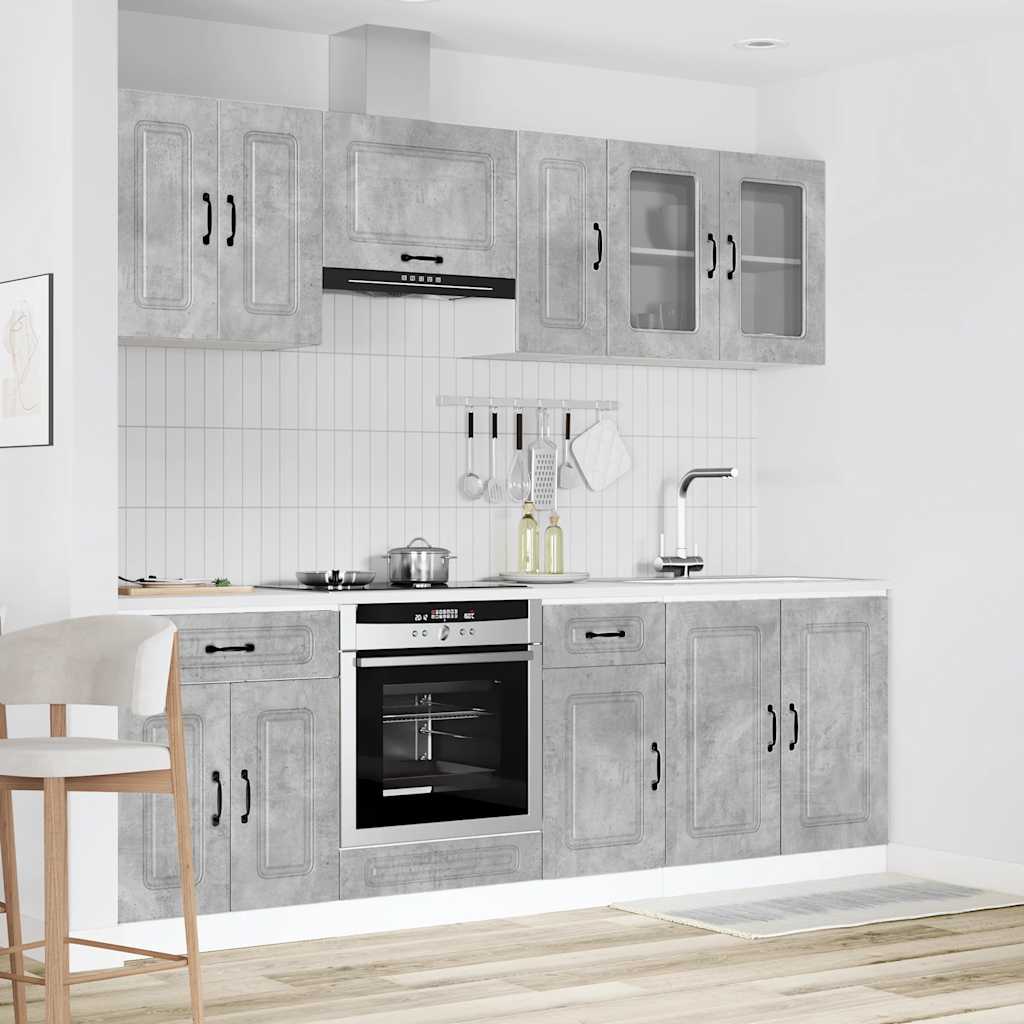 Set Mobili da Cucina 8 pz Kalmar Grigio Cemento in Truciolato - homemem39