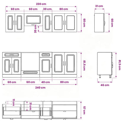 Set Mobili da Cucina 8 pz Kalmar Grigio Cemento in Truciolato - homemem39
