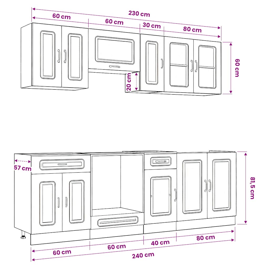 Set Mobili da Cucina 8 pz Kalmar Grigio Cemento in Truciolato - homemem39