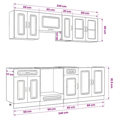 Set Mobili da Cucina 8 pz Kalmar Grigio Cemento in Truciolato - homemem39