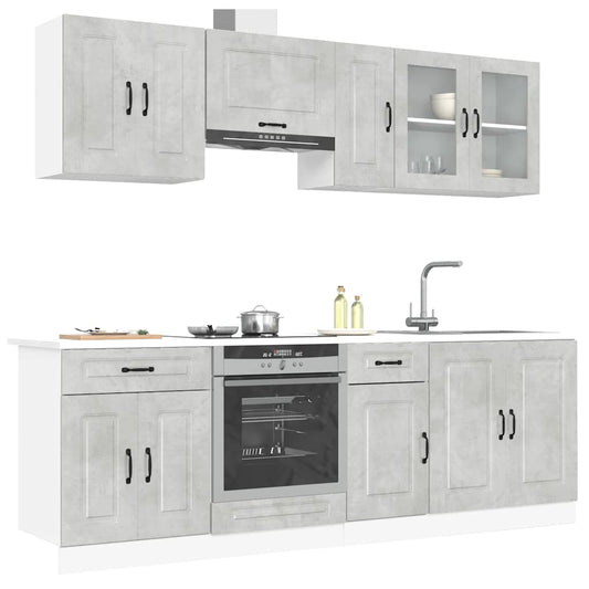 Set Mobili da Cucina 8 pz Kalmar Grigio Cemento in Truciolato - homemem39