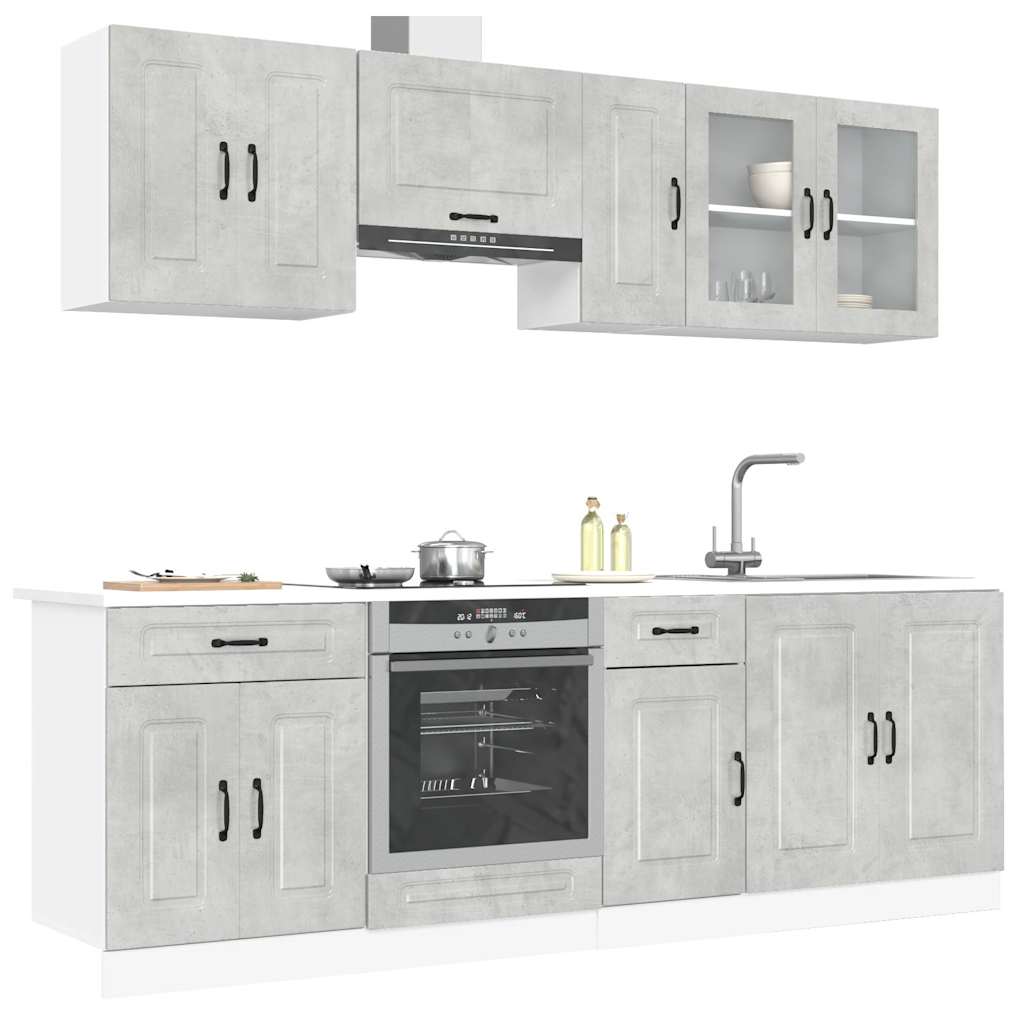 Set Mobili da Cucina 8 pz Kalmar Grigio Cemento in Truciolato - homemem39