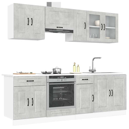 Set Mobili da Cucina 8 pz Kalmar Grigio Cemento in Truciolato - homemem39
