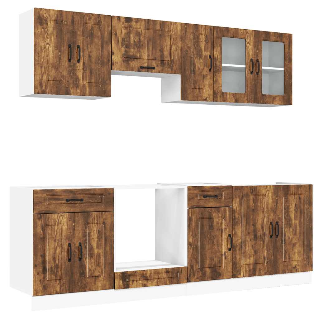 Set Mobili da Cucina 8 pz Kalmar Rovere Fumo Legno Multistrato - homemem39