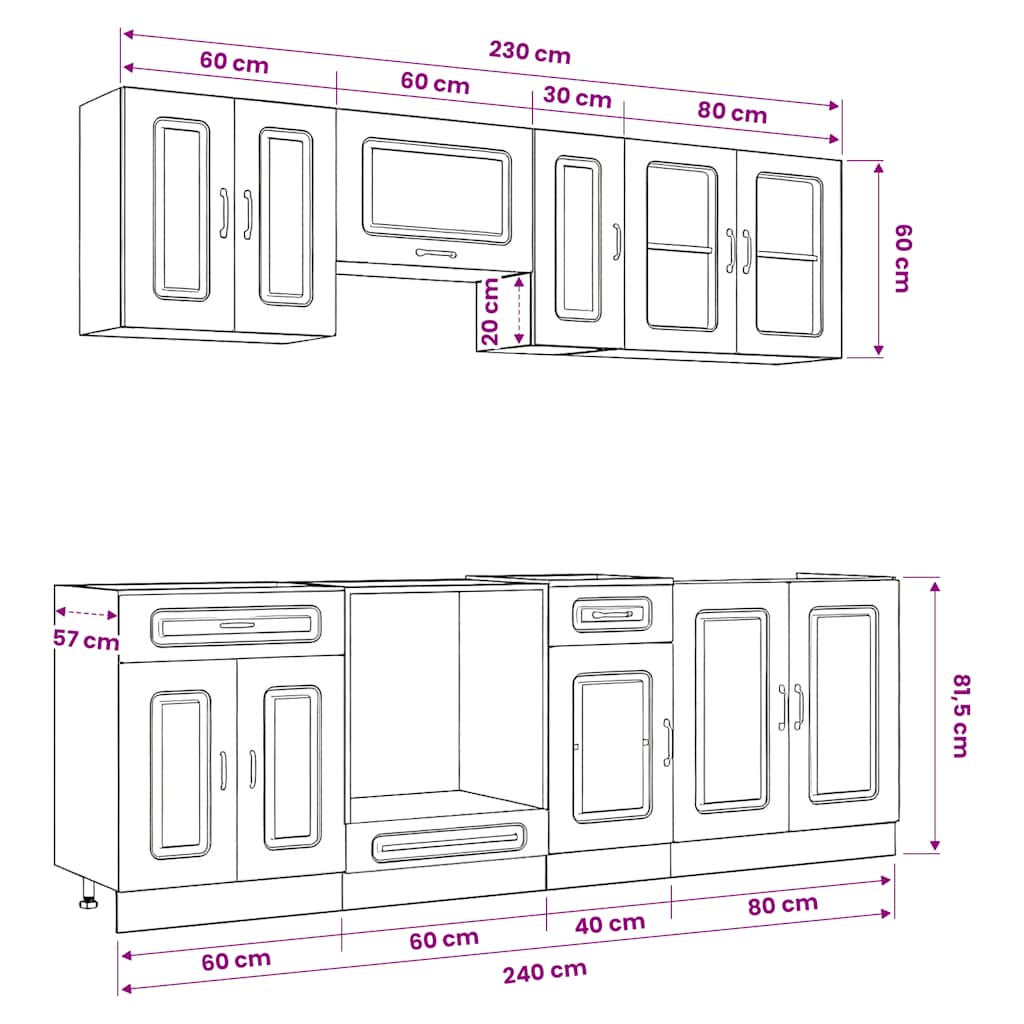 Set Mobili da Cucina 8 pz Kalmar Rovere Fumo Legno Multistrato - homemem39