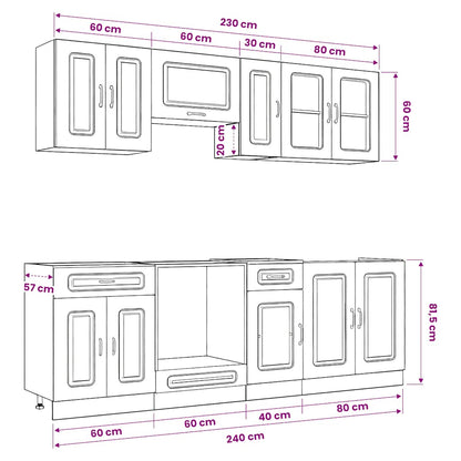 Set Mobili da Cucina 8 pz Kalmar Rovere Fumo Legno Multistrato - homemem39