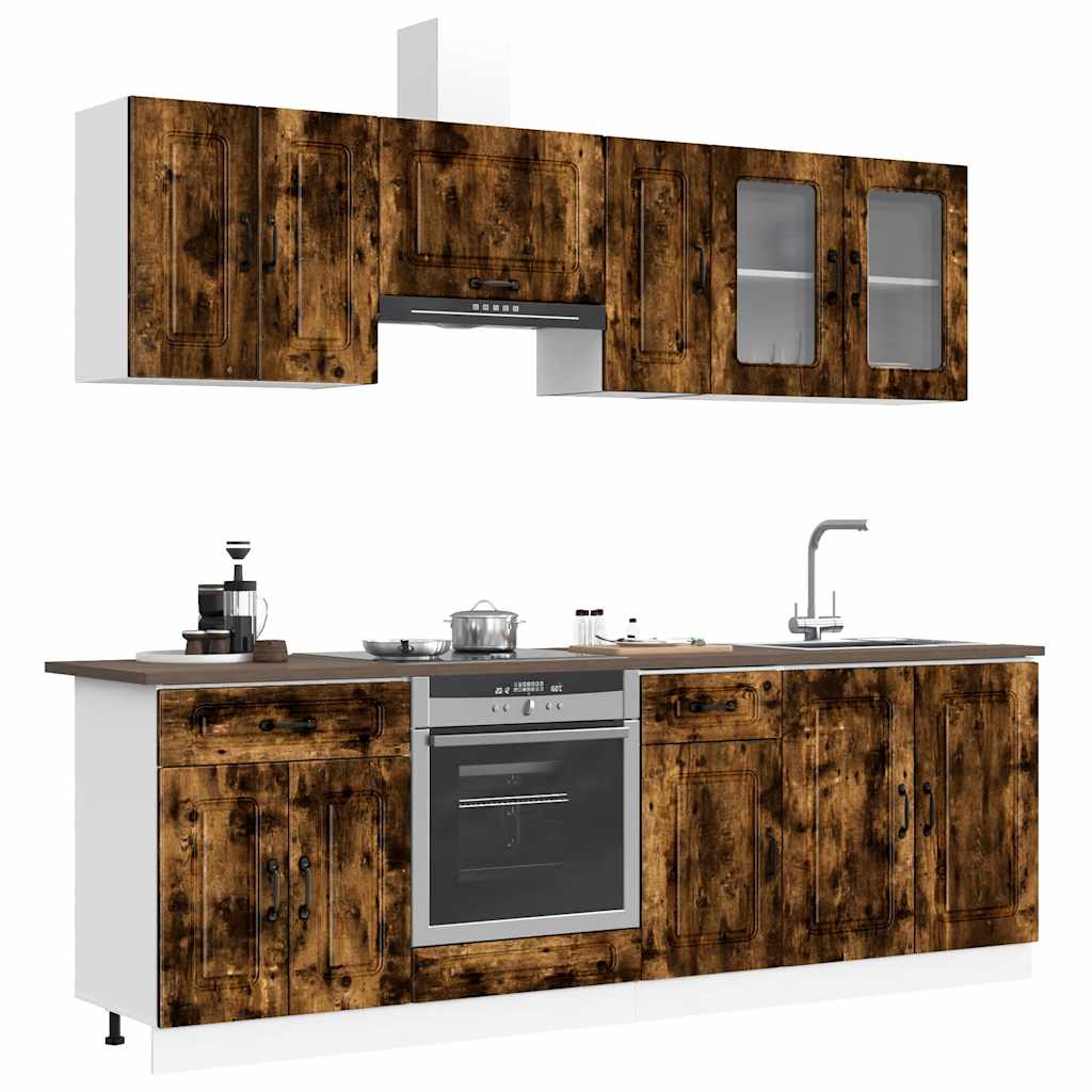 Set Mobili da Cucina 8 pz Kalmar Rovere Fumo Legno Multistrato - homemem39