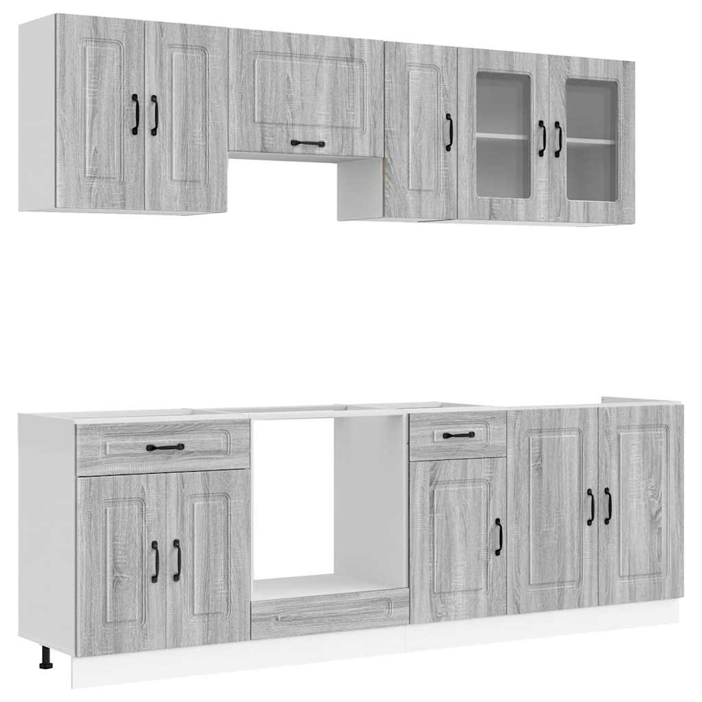 Set Mobili da Cucina 8 pz Kalmar Grigio Sonoma in Truciolato - homemem39