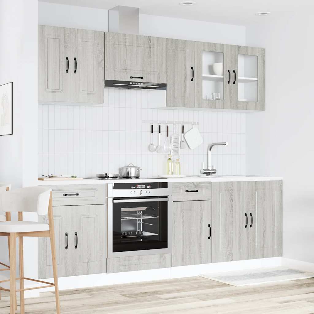 Set Mobili da Cucina 8 pz Kalmar Grigio Sonoma in Truciolato - homemem39