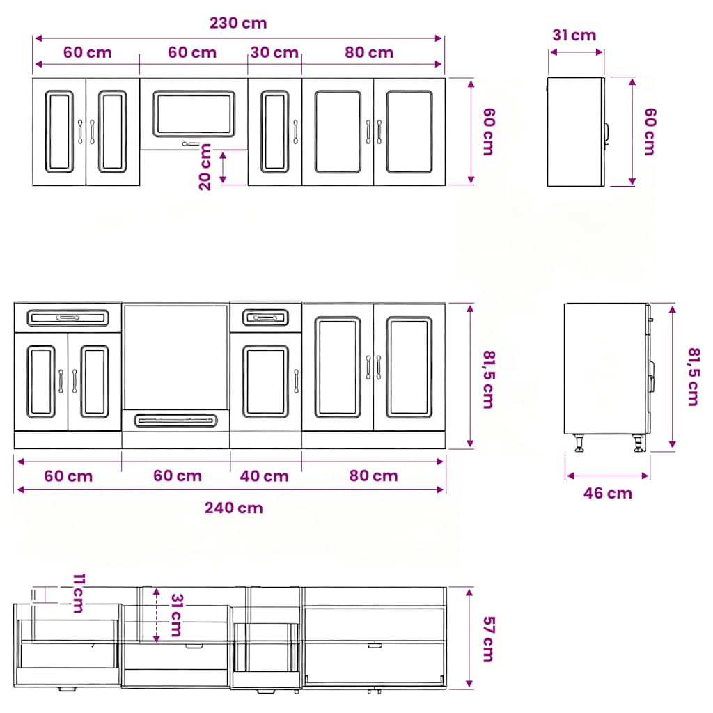 Set Mobili da Cucina 8 pz Kalmar Grigio Sonoma in Truciolato - homemem39